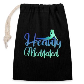 Heavily Meditated - Closable cotton gift bag (14x20cm) - black - Front