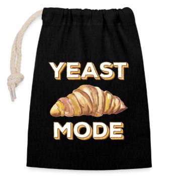 Yeast Fashion Funny Bread Illustration - Closable cotton gift bag (14x20cm) - black - Front