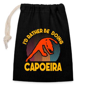 Je préférerais faire de la Capoeira - Sac cadeau en coton avec cordon (14 x 20 cm) - noir - Devant