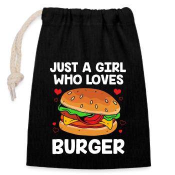 Burger au fromage - Sac cadeau en coton avec cordon (14 x 20 cm) - noir - Devant