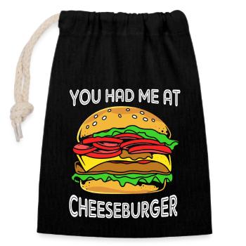 Burger au fromage - Sac cadeau en coton avec cordon (14 x 20 cm) - noir - Devant