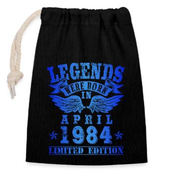 Legends were born in April 1984 Birthday - Closable cotton gift bag (14x20cm) - black - Front