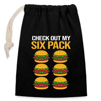Cheeseburger Six Pack - Verschließbarer Geschenkbeutel aus Baumwolle (14x20cm) - Schwarz - Vorne