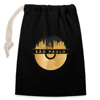 Vinyl Record Disco Music Skyline Sao Paulo - Closable cotton gift bag (14x20cm) - black - Front