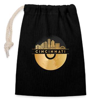 Vinyl-Schallplatte Disco-Musik Skyline-Cincinnati - Verschließbarer Geschenkbeutel aus Baumwolle (14x20cm) - Schwarz - Vorne