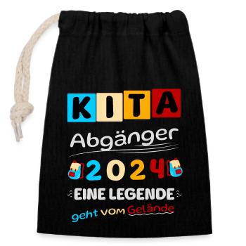 kita Abgänger 2024 eine Legende geht. - Verschließbarer Geschenkbeutel aus Baumwolle (14x20cm) - Schwarz - Vorne