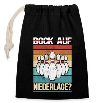 Bowling - Verschließbarer Geschenkbeutel aus Baumwolle (14x20cm) - Schwarz - Vorne