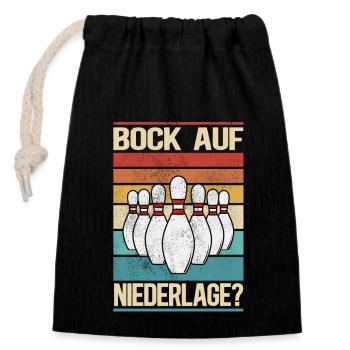 Bowling Design zum Bowlen im Bowling Team - Verschließbarer Geschenkbeutel aus Baumwolle (14x20cm) - Schwarz - Vorne