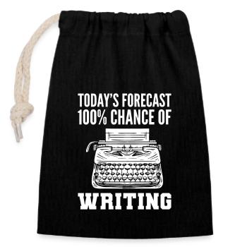 Author - Closable cotton gift bag (14x20cm) - black - Front