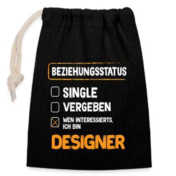 Designer Beziehungsstatus - Verschließbarer Geschenkbeutel aus Baumwolle (14x20cm) - Schwarz - Vorne