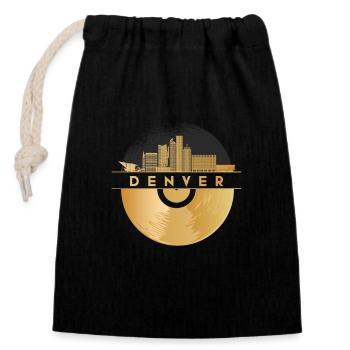 Disque vinyle Disco Music Skyline-Denver - Sac cadeau en coton avec cordon (14 x 20 cm) - noir - Devant