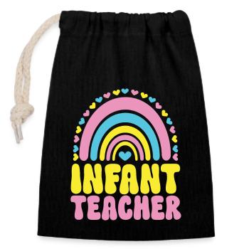 Enseignante de maternelle Éducatrice de centre de garde - Sac cadeau en coton avec cordon (14 x 20 cm) - noir - Devant