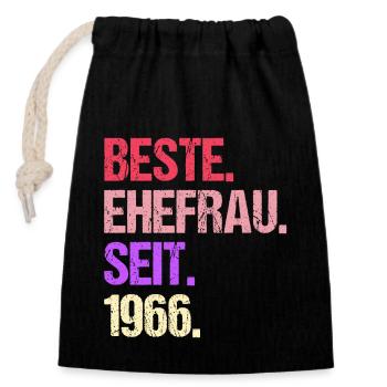 Valentinstag Beste Ehefrau Seit 1966 - Verschließbarer Geschenkbeutel aus Baumwolle (14x20cm) - Schwarz - Vorne