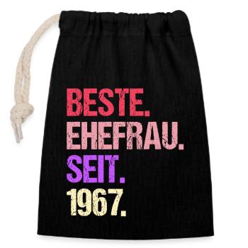 Valentinstag Beste Ehefrau Seit 1967 - Verschließbarer Geschenkbeutel aus Baumwolle (14x20cm) - Schwarz - Vorne