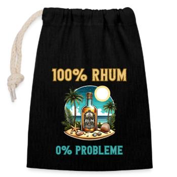 Rum 100% alcohol aperitif Caribbean humor with friends - Closable cotton gift bag (14x20cm) - black - Front