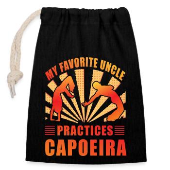Mon oncle préféré pratique la Capoeira - Sac cadeau en coton avec cordon (14 x 20 cm) - noir - Devant