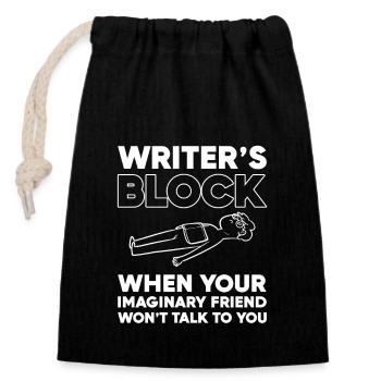 Author - Closable cotton gift bag (14x20cm) - black - Front