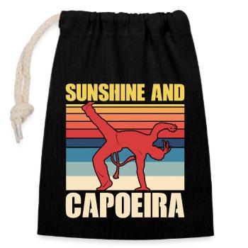 Soleil et Capoeira - Sac cadeau en coton avec cordon (14 x 20 cm) - noir - Devant