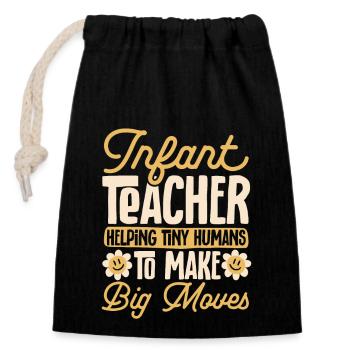 Enseignante de maternelle Éducatrice de centre de garde - Sac cadeau en coton avec cordon (14 x 20 cm) - noir - Devant