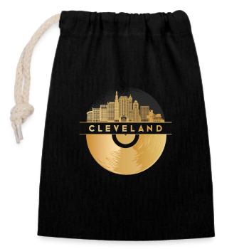 Vinyl Record Disco Music Skyline-Cleveland - Closable cotton gift bag (14x20cm) - black - Front
