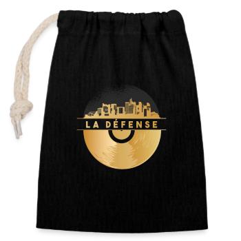 Disque vinyle Disco Musique - Sac cadeau en coton avec cordon (14 x 20 cm) - noir - Devant