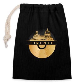 Disque vinyle Musique - Sac cadeau en coton avec cordon (14 x 20 cm) - noir - Devant