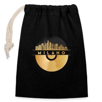 Disque vinyle Disco Musique - Sac cadeau en coton avec cordon (14 x 20 cm) - noir - Devant