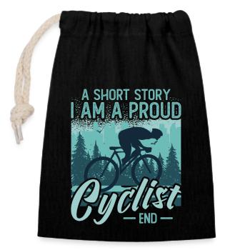 Cyclist A Short Story I Am A Proud Mountain Biker - Verschließbarer Geschenkbeutel aus Baumwolle (14x20cm) - Schwarz - Vorne