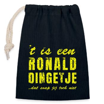 Hemden in Ronalds Namen; bedruckte Tassen, - Verschließbarer Geschenkbeutel aus Baumwolle (14x20cm) - Navy - Vorne