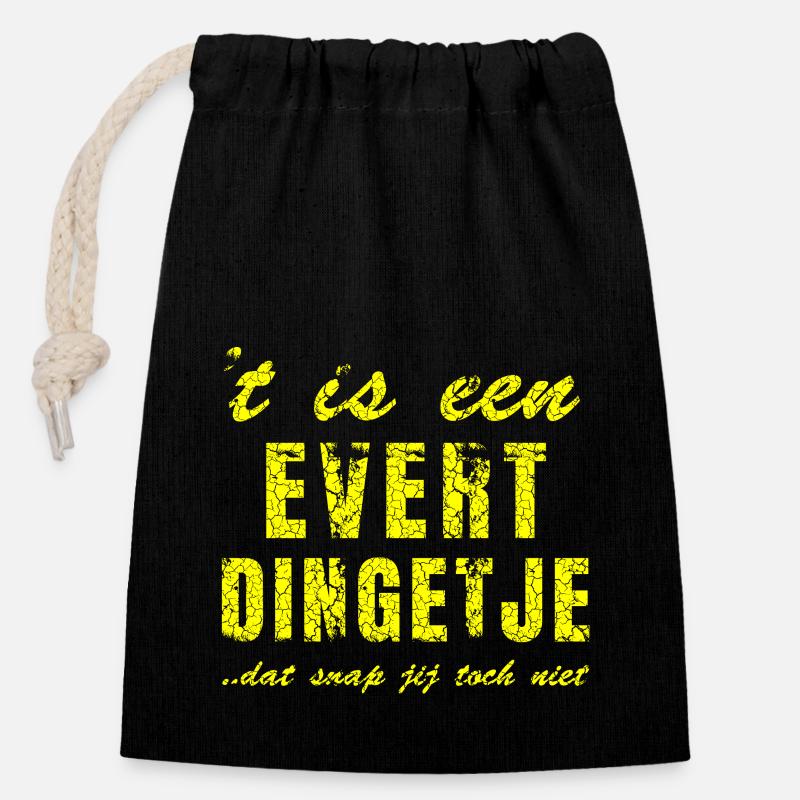 Personalisierte Geschenke für Evert - Verschließbarer Geschenkbeutel aus Baumwolle (14x20cm) - Schwarz