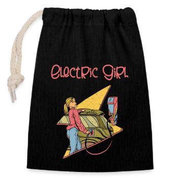 Electric Girl EV Driver Electric Vehicle - Closable cotton gift bag (14x20cm) - black - Front