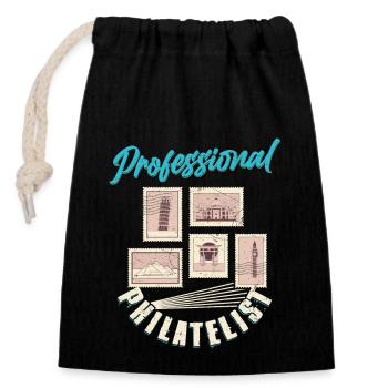 Expert in Stamps: The Professional Philatelist - Closable cotton gift bag (14x20cm) - black - Front