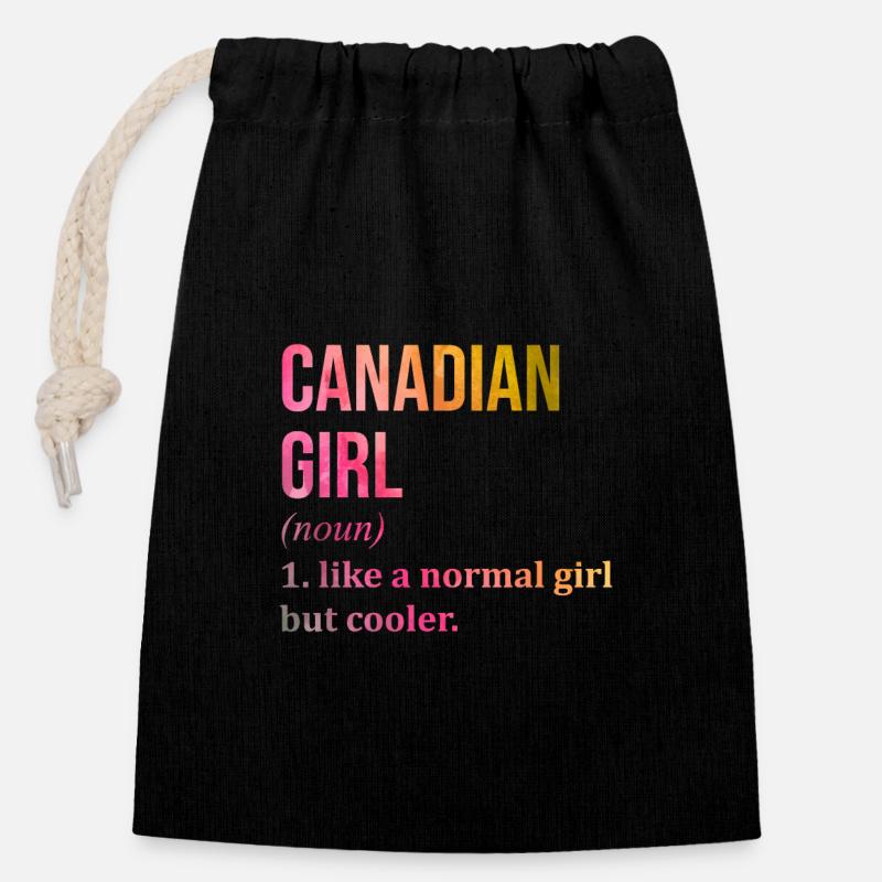 Canada - Closable cotton gift bag (14x20cm) - black
