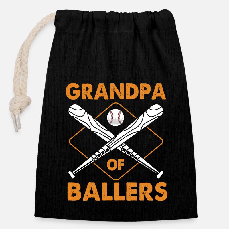 Baseball Großvater Opa - Verschließbarer Geschenkbeutel aus Baumwolle (14x20cm) - Schwarz