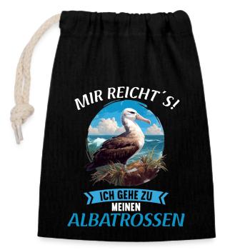 Albatross Albatrosse Albatros - Verschließbarer Geschenkbeutel aus Baumwolle (14x20cm) - Schwarz - Vorne