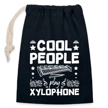 Xylophonist cool people play xylophone - Closable cotton gift bag (14x20cm) - navy - Front