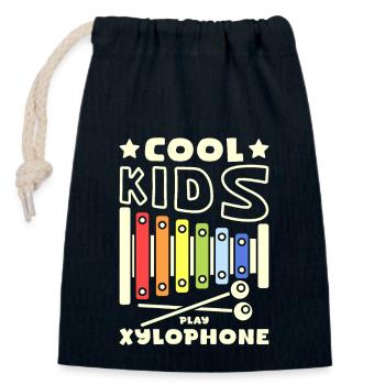 Xylophonist children cool kids play xylophone - Closable cotton gift bag (14x20cm) - navy - Front