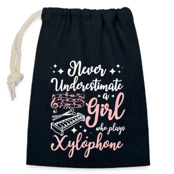 Never underestimate a girl who plays xylophone - Closable cotton gift bag (14x20cm) - navy - Front