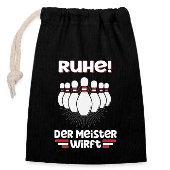 Bowling Spruch für Meister beim bowlen - Verschließbarer Geschenkbeutel aus Baumwolle (14x20cm) - Schwarz - Vorne