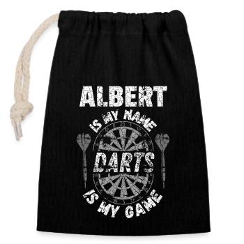 Namensshirt-Design für Darts-Spieler und -Fans - Verschließbarer Geschenkbeutel aus Baumwolle (14x20cm) - Schwarz - Vorne