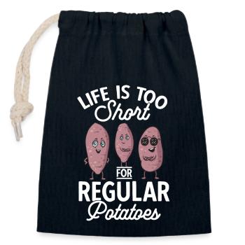 Légumes-racines de patates douces - Sac cadeau en coton avec cordon (14 x 20 cm) - bleu marine - Devant