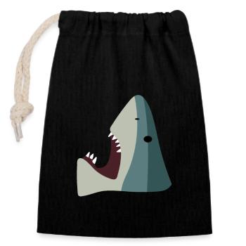 Requin marchant sur un jouet en brique Drôle Internet Mème - Sac cadeau en coton avec cordon (14 x 20 cm) - noir - Devant