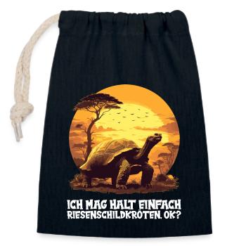 Riesenschildkröten Riesenschildkröte - Verschließbarer Geschenkbeutel aus Baumwolle (14x20cm) - Navy - Vorne