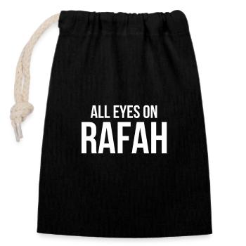 TOUS LES REGARDS SONT TOURNÉS VERS RAFAH - Sac cadeau en coton avec cordon (14 x 20 cm) - noir - Devant