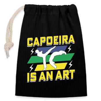La capoeira est un art - Sac cadeau en coton avec cordon (14 x 20 cm) - noir - Devant