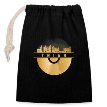 Vinyl-Schallplatte Musik Skyline-Trier - Verschließbarer Geschenkbeutel aus Baumwolle (14x20cm) - Schwarz - Vorne