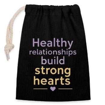 Raising awareness of domestic violence - Closable cotton gift bag (14x20cm) - black - Front