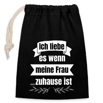 Ich liebe - lustiger Spruch für Männer - Macho - Verschließbarer Geschenkbeutel aus Baumwolle (14x20cm) - Schwarz - Vorne
