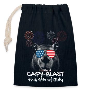 Viel Spaß am 4. Juli mit Capy-Blast - Patriot - Verschließbarer Geschenkbeutel aus Baumwolle (14x20cm) - Navy - Vorne