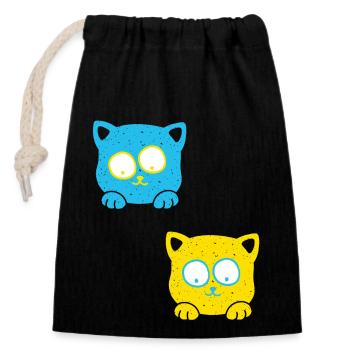 Animal shelter, animal lover, animal welfare, cats, Ukraine - Closable cotton gift bag (14x20cm) - black - Front